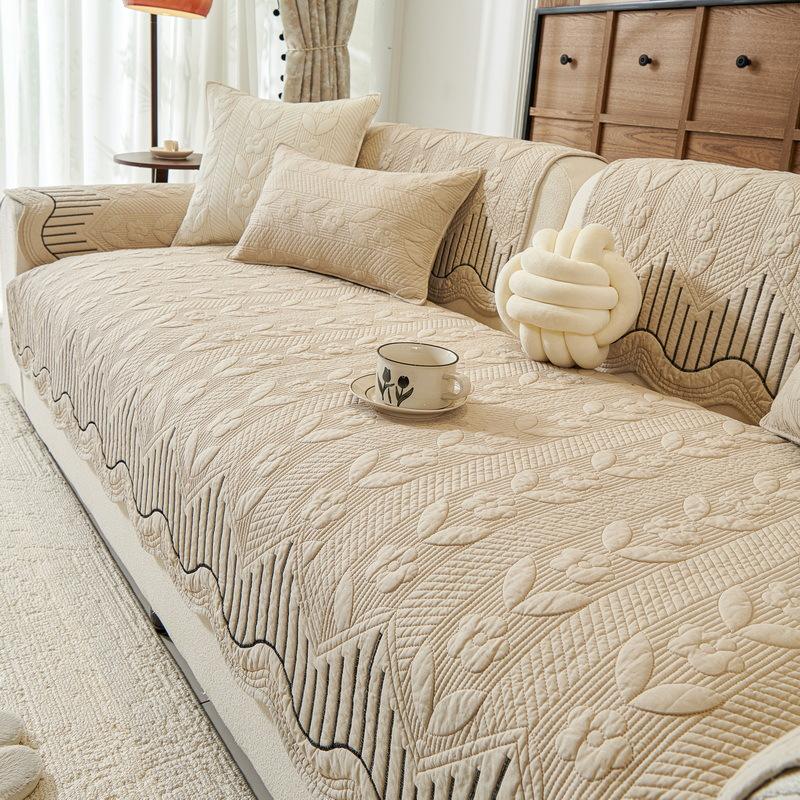 Washed Cotton Four-Season Universal Sofa Cushion, Non-Slip Pure Cotton Seat Cushion, Nordic Modern Fabric Sofa Towel Cover Cushion