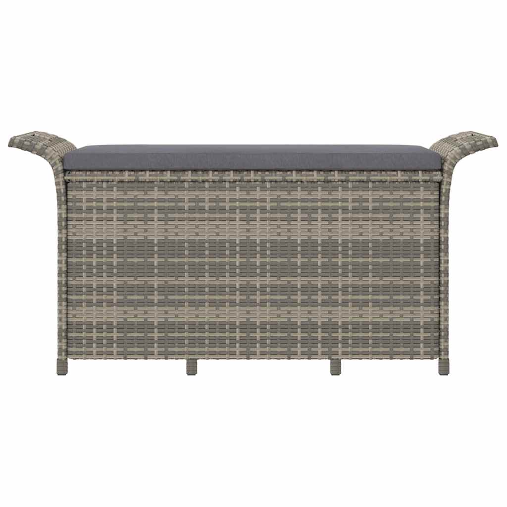 Garden Bench with Cushions Gray 116 x 46 x 57 cm Poly Rattan