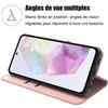 Coque de protection - BOOLING - pour Samsung Galaxy A35 5G - Cuir PU et TPU - Rose -- avec 2 Verres Trempés
