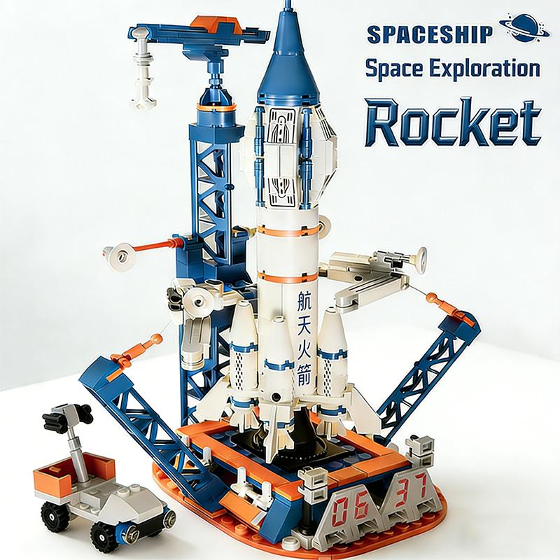City Series Construction Brick Playset Space Aerospace Station MOC Aviation Manned Rocket Brick Playset Children Toys Playsetss Holiday Gift Present