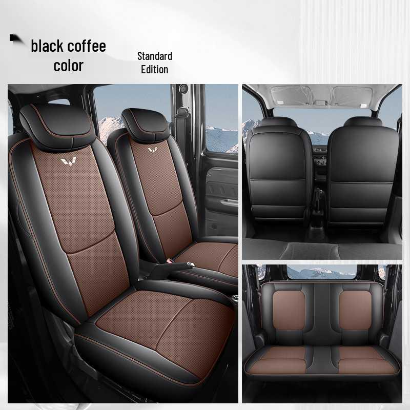 Wuling Zhi Guang EV All-Season Leather Seat Covers - Universal, Breathable, Perforated, Full Coverage.