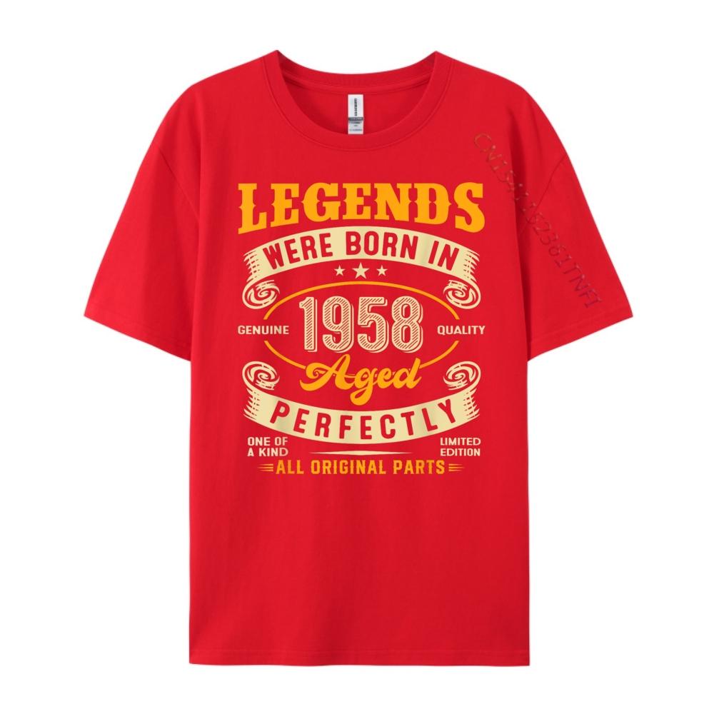 65th Birthday Legends Born In 1958 65 Years Old Unisexs Designer Clothes T Shirt Vegan