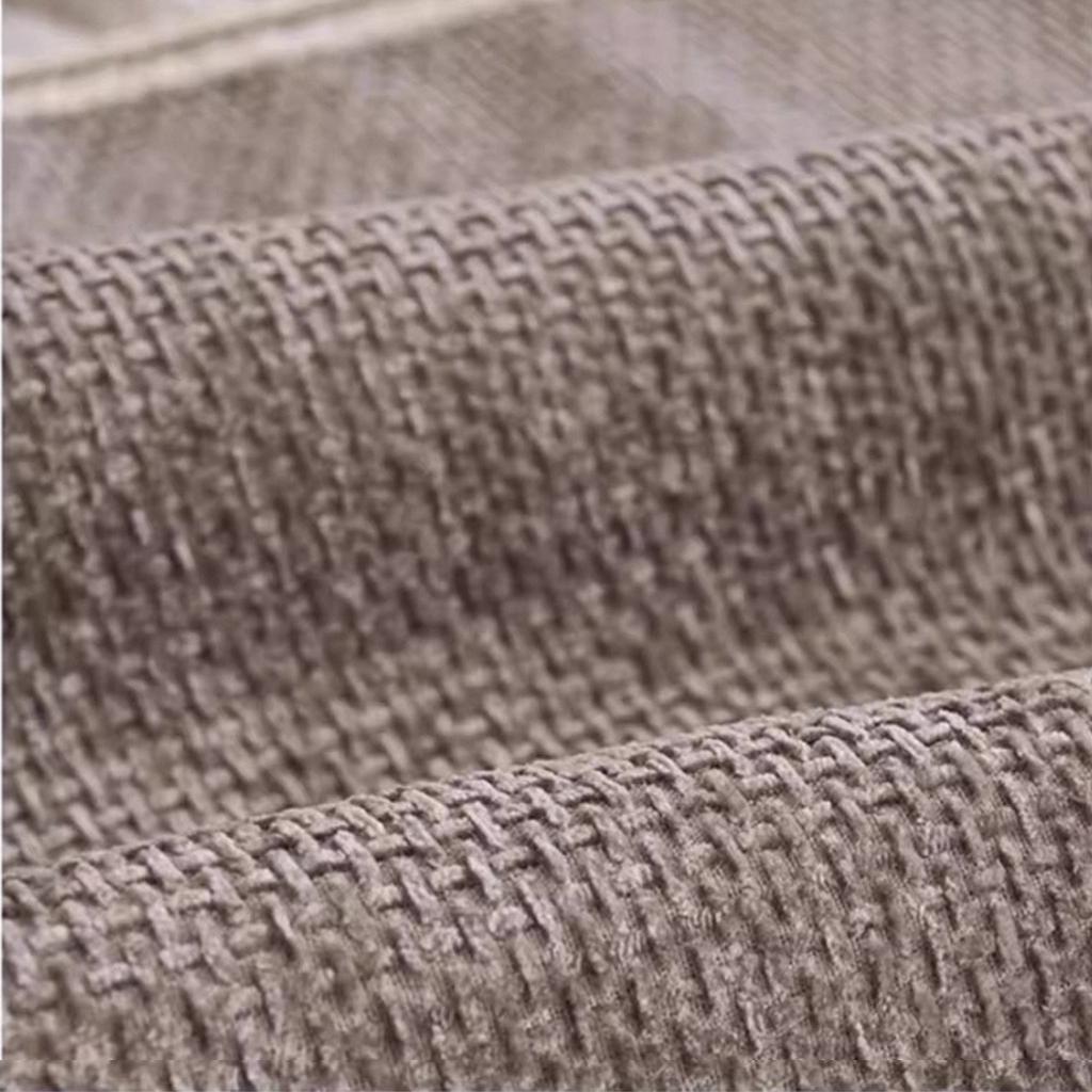 1pc Solid Texture Jacquard Chenille Sofa Cover with Ruffle Hem, for Modern Living Room Anti-Slip Couch Seat Cover Furniture