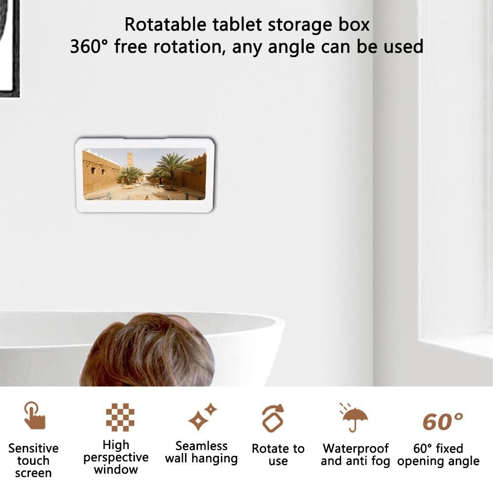 

Waterproof Bathroom Tablet Holder No-drill Wall Mount Phone Stand Bathroom Phone Holder Daily Use білий