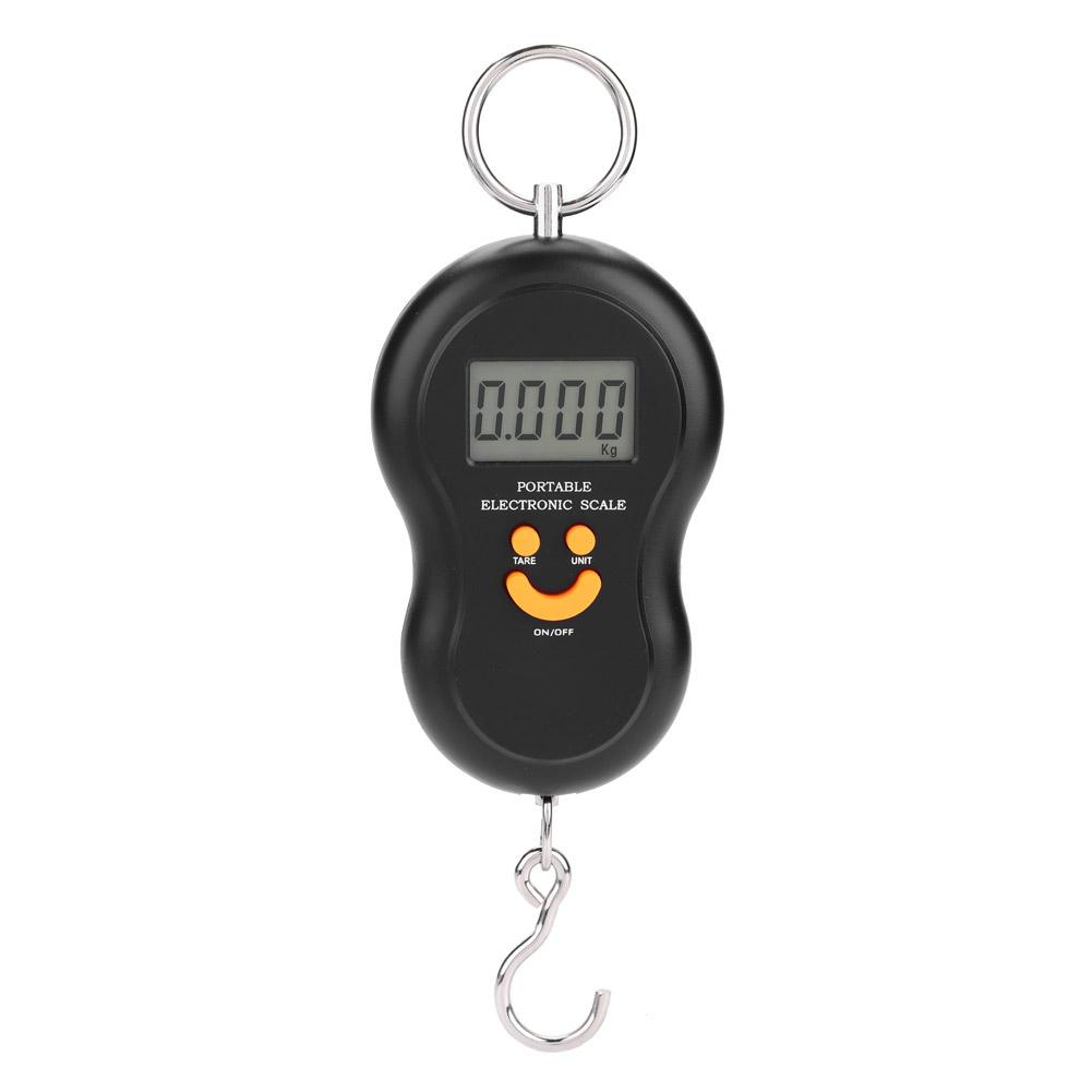 Portable Plastic Electric Digital Hanging Scale with Hook Tool for Fishing Luggage (Black)
