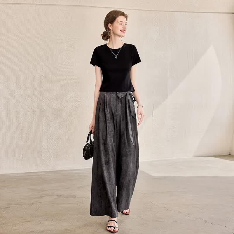 Women's Casual T-shirt and Pants Two-Piece Set
