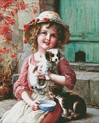 Ny Vän Korsstygnsats Egyptisk Bomull 14ct 54x65cm240x300 Nålar Korsstygnsbroderikit