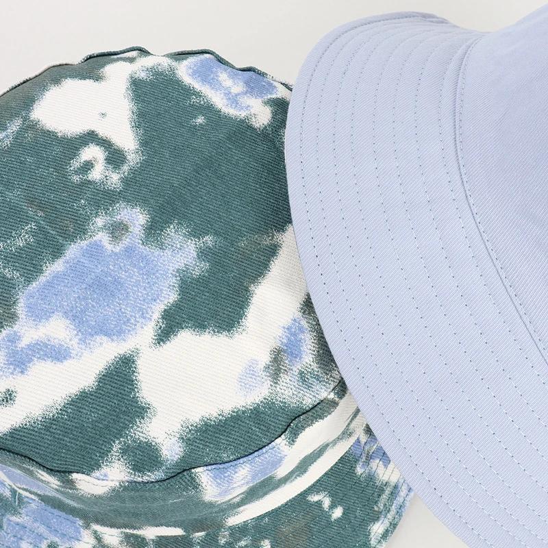 New Unisex Outdoor Tie Dye Fisherman's Hat Personality Women Double Sided Bucket Cap Europe Men Uv Protection Panama Sun Caps