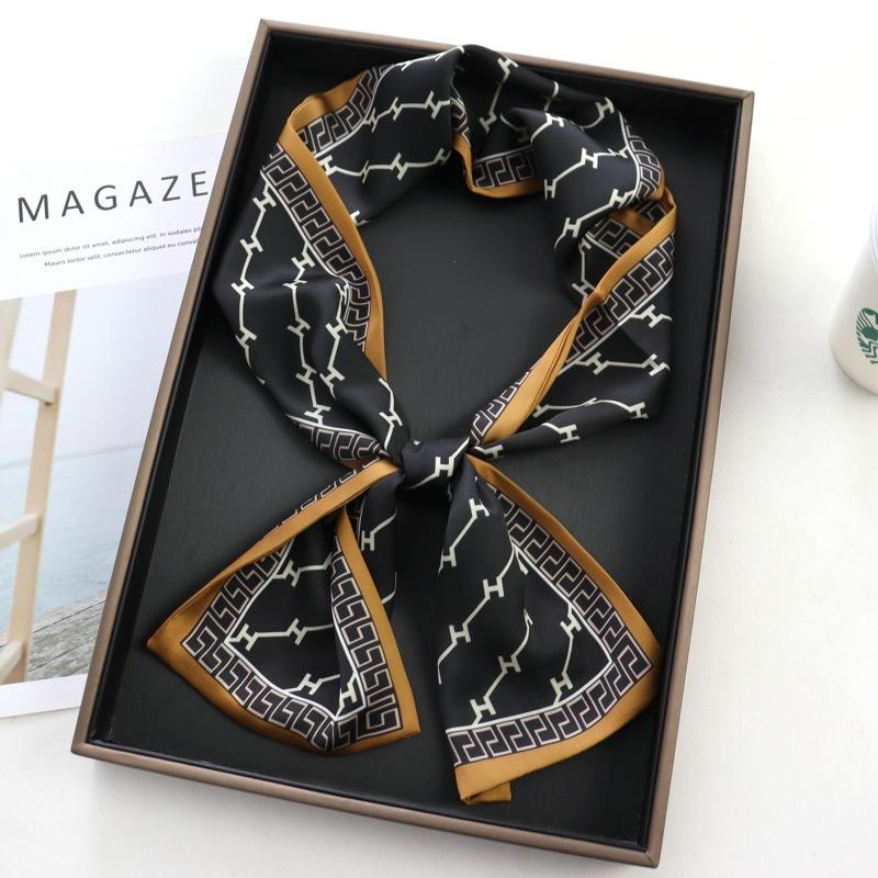 Hair Print Summer Long Silk Feeling Scarf For Women Fashion Neck Tie Hand Bag Foulard Wrist Luxury Kerchief Shawl Wraps Hajib