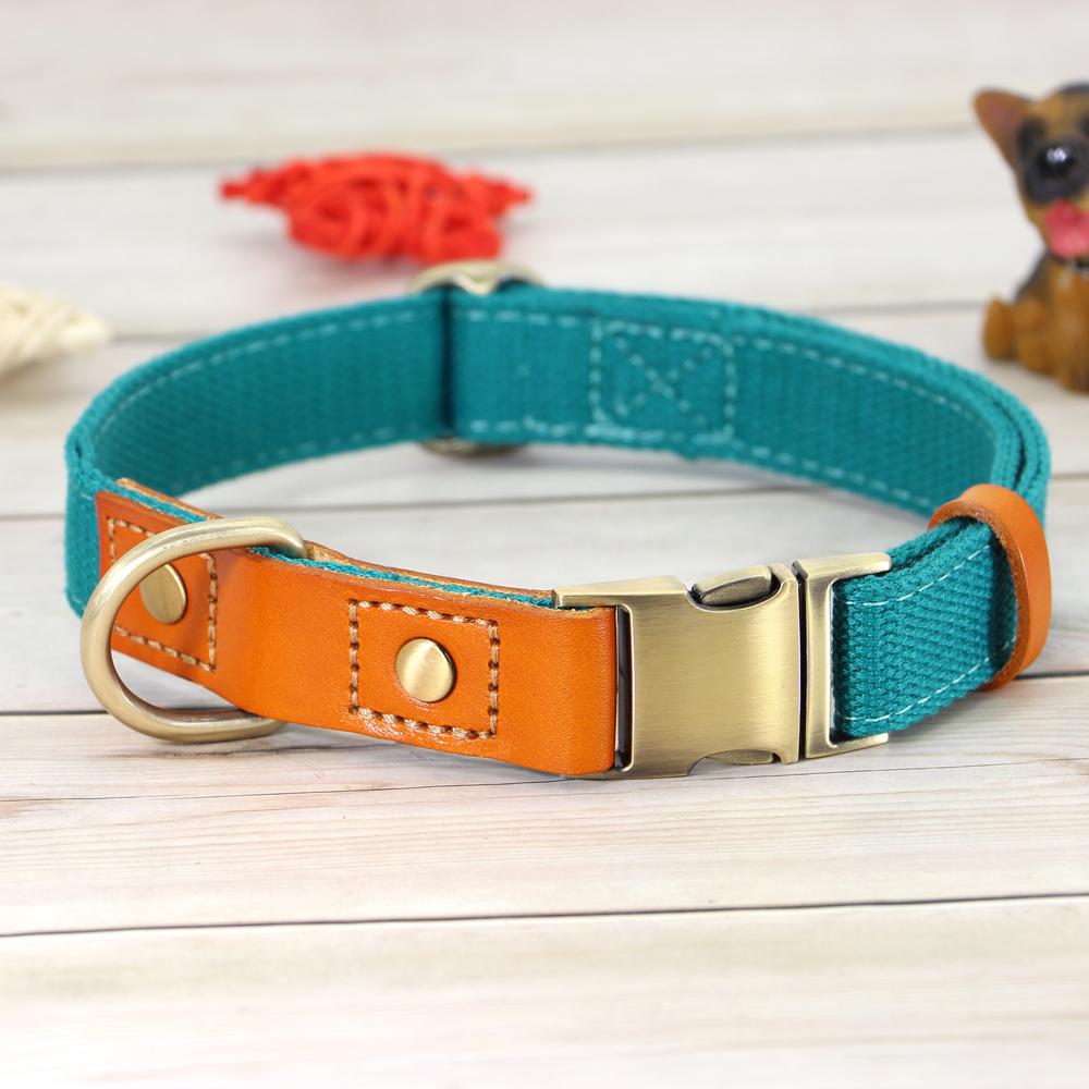 Cheap Dog Collar Nylon Pu Leather Dogs Buckle Collars Durable Pet Collars Adjustable for Small