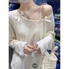 Women's Bowknot Lace Long Sleeve Sun Protection Top - Summer Korean Style Asymmetrical Neck Loose Cover-Up