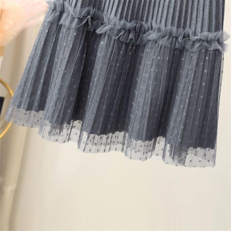 Rok voor Dames Casual Veelzijdig Elastisch Hoge Taille Lange Losse Broek Grote Maten Dubbele Laag Rekbaar Slank Effen Kleur Gebreide Rok.