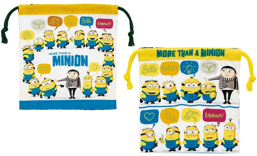 Skater Bento Drawstring Bag with Gusset, Set of 2, Minions Fever, Made In Japan, KB64WN-A