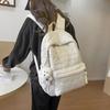 Small fresh solid color embroidered thread cotton clothes schoolbag spring new large-capacity Japanese backpack