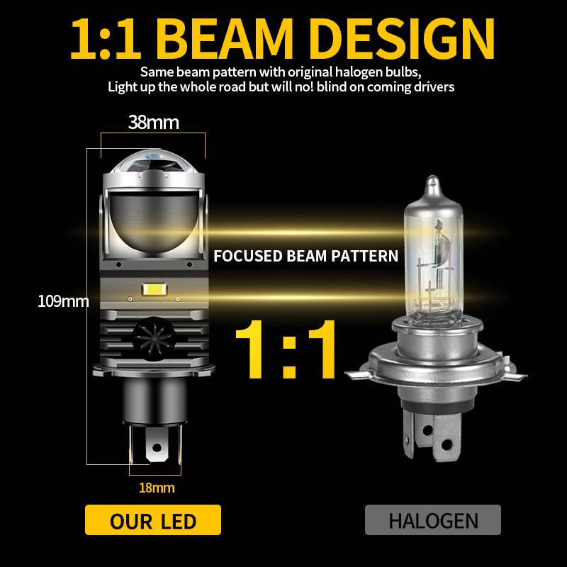 1pc H4 LED Projector Headlight Motorcycle 25W 50000LM Lens with Fan Cooling Automobile Hi Lo Beam Bulb For Haojue USR125