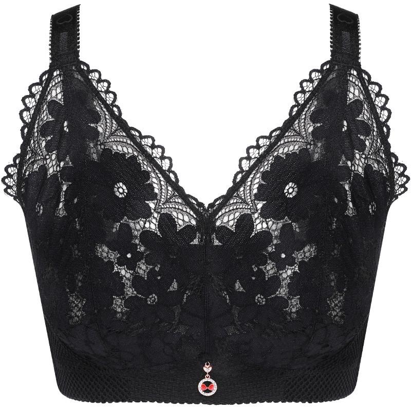Lace Back Beautiful Big Breasts Show Small Thin No Ring Underwear Ultra-thin Gathered Breasts To Prevent Sagging Large Size Bra