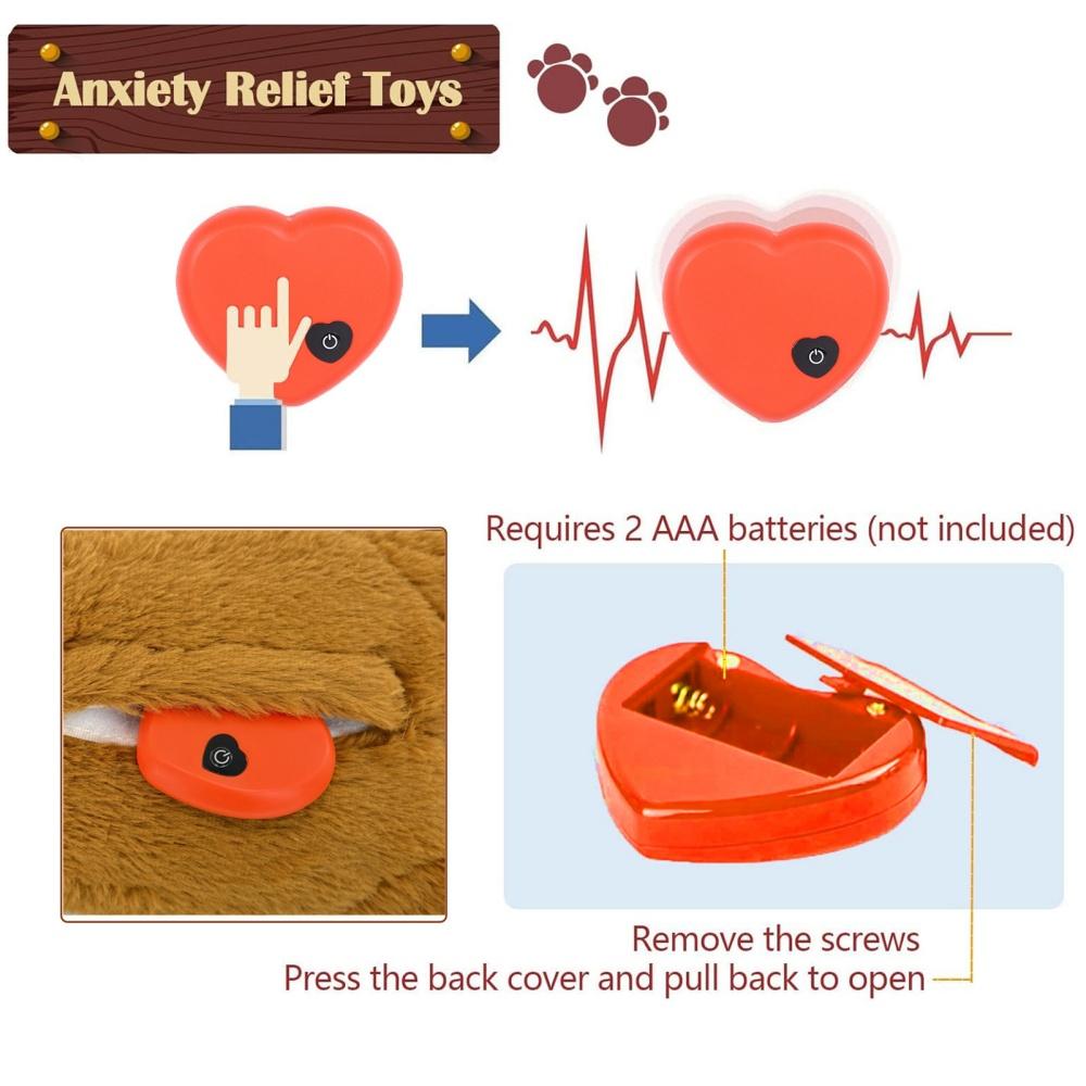 Heartbeat Simulation Dog Calming Soft Plush Toy Anxiety Relief Sleep Aid Behavioral Training Chew Snuggle Doll for Puppy Pets
