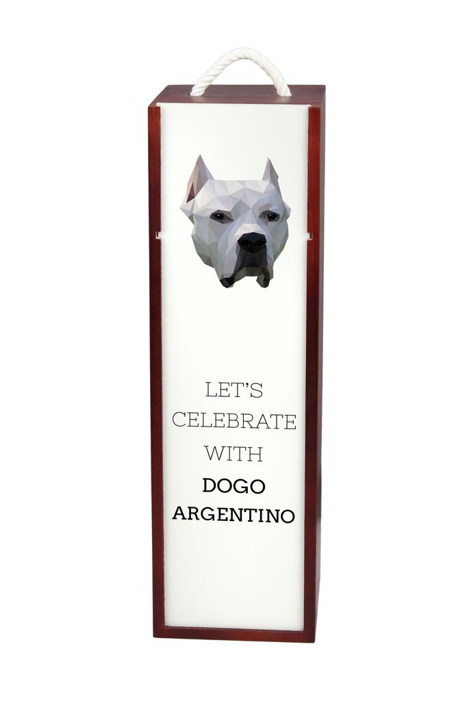 Argentinian Mastiff, Dogo Argentino - Geometric Box With Photo And Inscription For Wine Brand Art-Dog