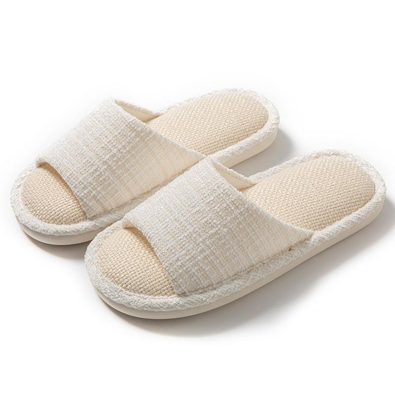 Linen slippers women's four seasons do not stink feet hospitality non-slip soft bottom silent indoor floor slippers women's summer