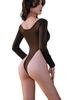 Sexy Lingerie Underwear Innerwear Babydoll Seductive Underwear Leotard One Piece Long Sleeve High Leg Perforated Nightwear Cosplay Extreme Kinky X069