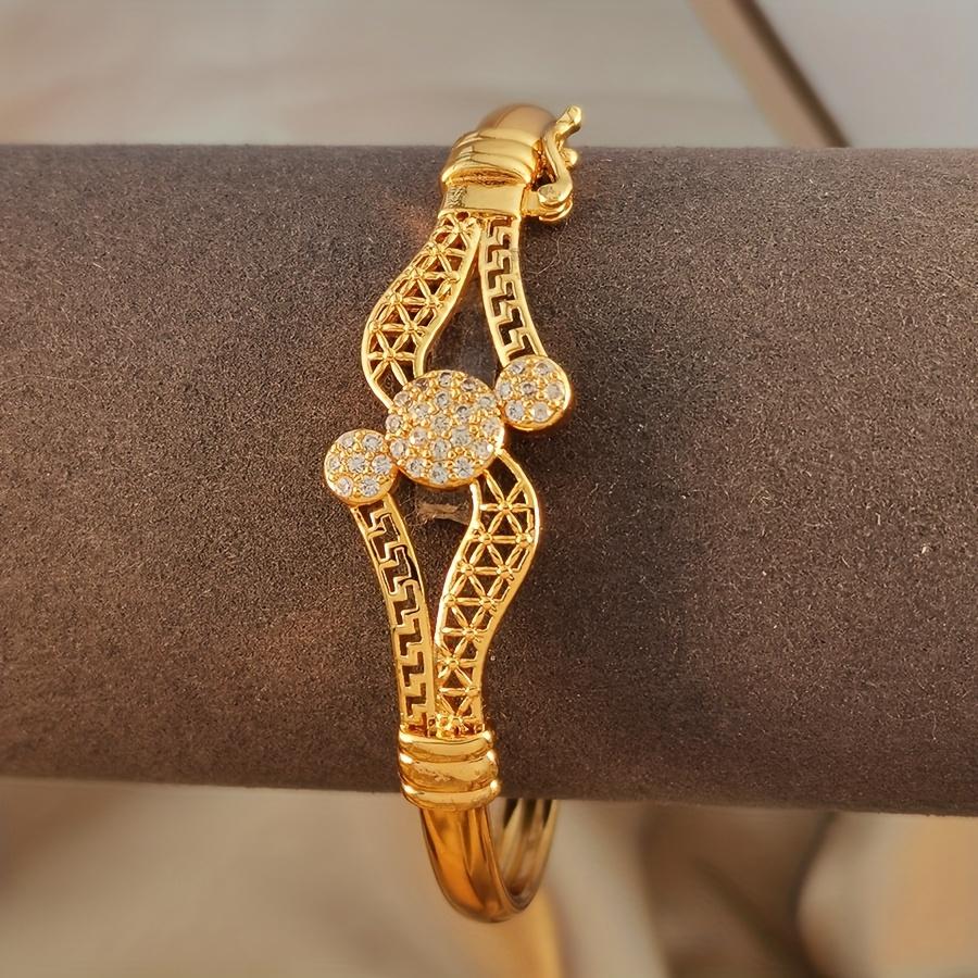 1item Vintage Bohemian Style Inlaid Synthetic Zircon Women's Open Bracelet Suitable for Daily Wear Mother's Day Gift No Box