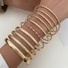 Gold Plated Multi-Layer Hammered Bangle Set, Thin Stackable Gold Bangles for Women