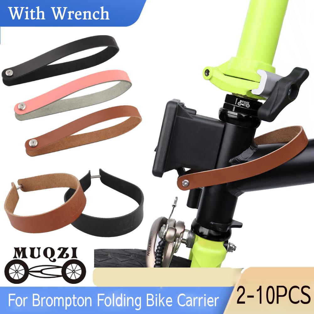 2-10 Pcs Bike Quick Release Handle Belt Quick Release Rope Folding Leather Pull Bike Carrier for Brompton Bicycle Accessories