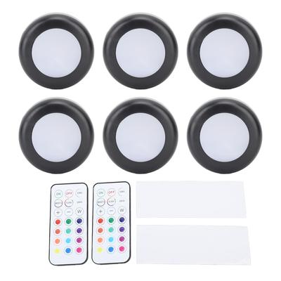 LED Puck Lights with RGB Remote Control Dimmable Timer Function Battery Powered Under Cabinets