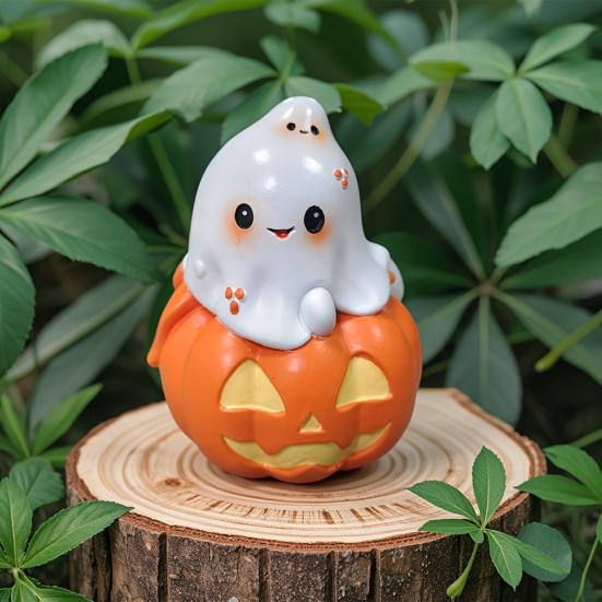 Halloweenská dýně duch figurka pryskyřice strašidelná kreslená socha ducha socha domácí kancelář stolní knihovna sváteční párty dekorace ozdoba
