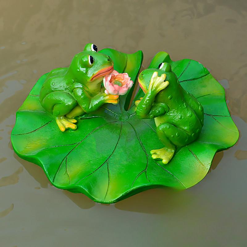 Resin Floating Frog Turtle Fish Pond Flowing Water Fountain Water Surface Lotus Flower Decoration Resin Crafts Floating Crafts