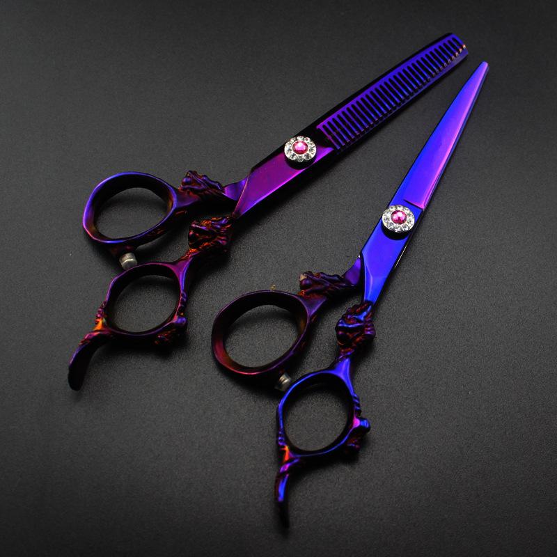Professional 6 '' Violet Dragon Hair Cutting Scissors Haircut Thinning Barber Haircutting Shears Hairdresser Scissors