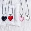 Delicate Heart Necklace Adorned With Natural Resin Charm PU Leather Chain Neckchain Unisex Fashion Jewelry