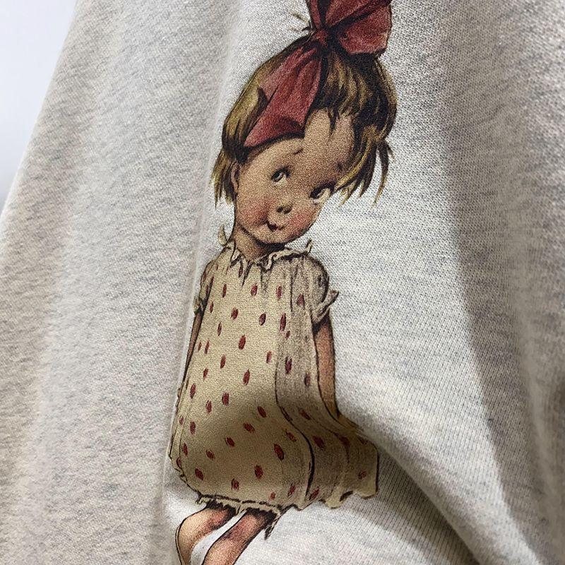 Sweatshirt for Women Oversize Fleece Thickened Loose Round Neck Casual Cartoon Pullover Long Sleeve Winter Sweatshirt Top