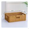 Imitation Rattan Basket Rectangular with Builtin Handles Woven Shallow Storage Bin for