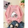 European sizes Girls' Long-Sleeve Round Neck Sweatshirt "Funny Dog Coffee" Print, Spring/Autumn, Casual, Daily & Sports.