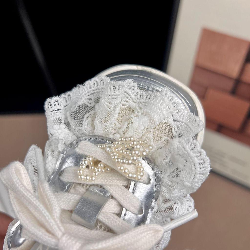 Girls' Lightweight Rhinestone Lace Sneakers - 2026 Spring/Autumn Fashion Versatile Student Sports Shoes