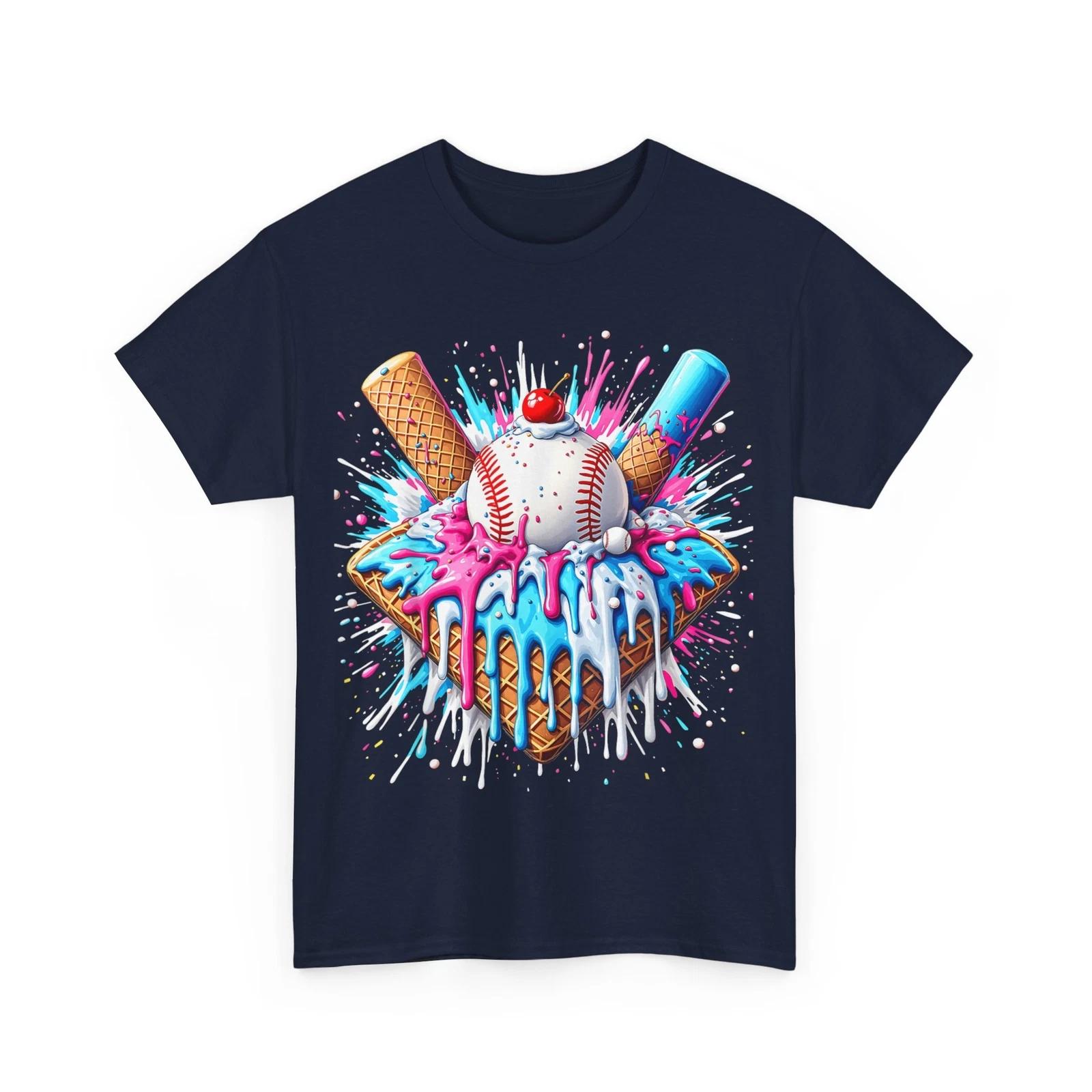 

Baseball Home Plate Ice Cream Drip Fun Sports Lover T shirt M
