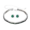 Premium Temperament, Shiny Rhinestone Necklace, Earrings, Two-piece Set, Fashionable Emerald Necklace, Earrings.