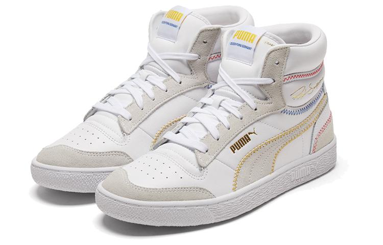 PUMA Ralph Sampson Mid Stitch White/Grey/Yellow High Board Shoes 373340-02