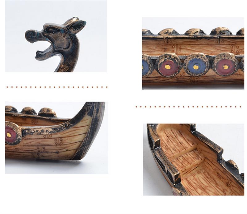 Retro Incense Burner Dragon Boat Incense Stick Holder Traditional Chinese Design Hand Carved Carving Censer Ornaments Home Decor
