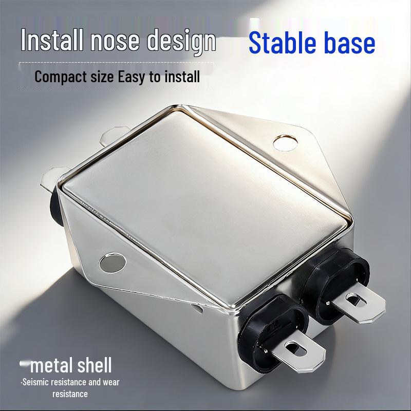 Single-Phase 220V AC EMI Power Filter 3A6A Plug-in for Servo Interference Purification