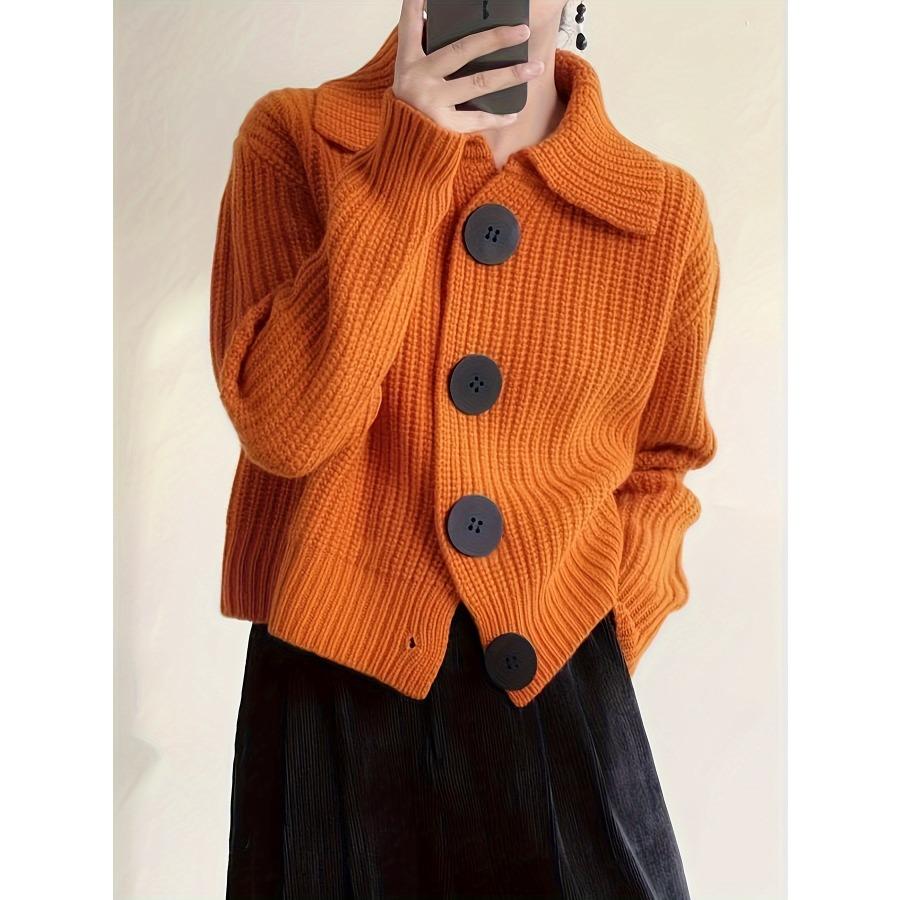 

Однобортный кардиган из трикотажного полотна, универсальный кардиган с длинным рукавом для осени и зимы, женская одежда One size оранжевый