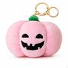 Halloween Luminous Pumpkin Plush Keychain Bag Charm Brown White Expression 10cm