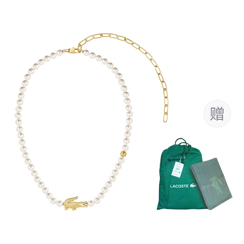 LACOSTE Stainless Steel Necklaces Women's Gold/White 2040429