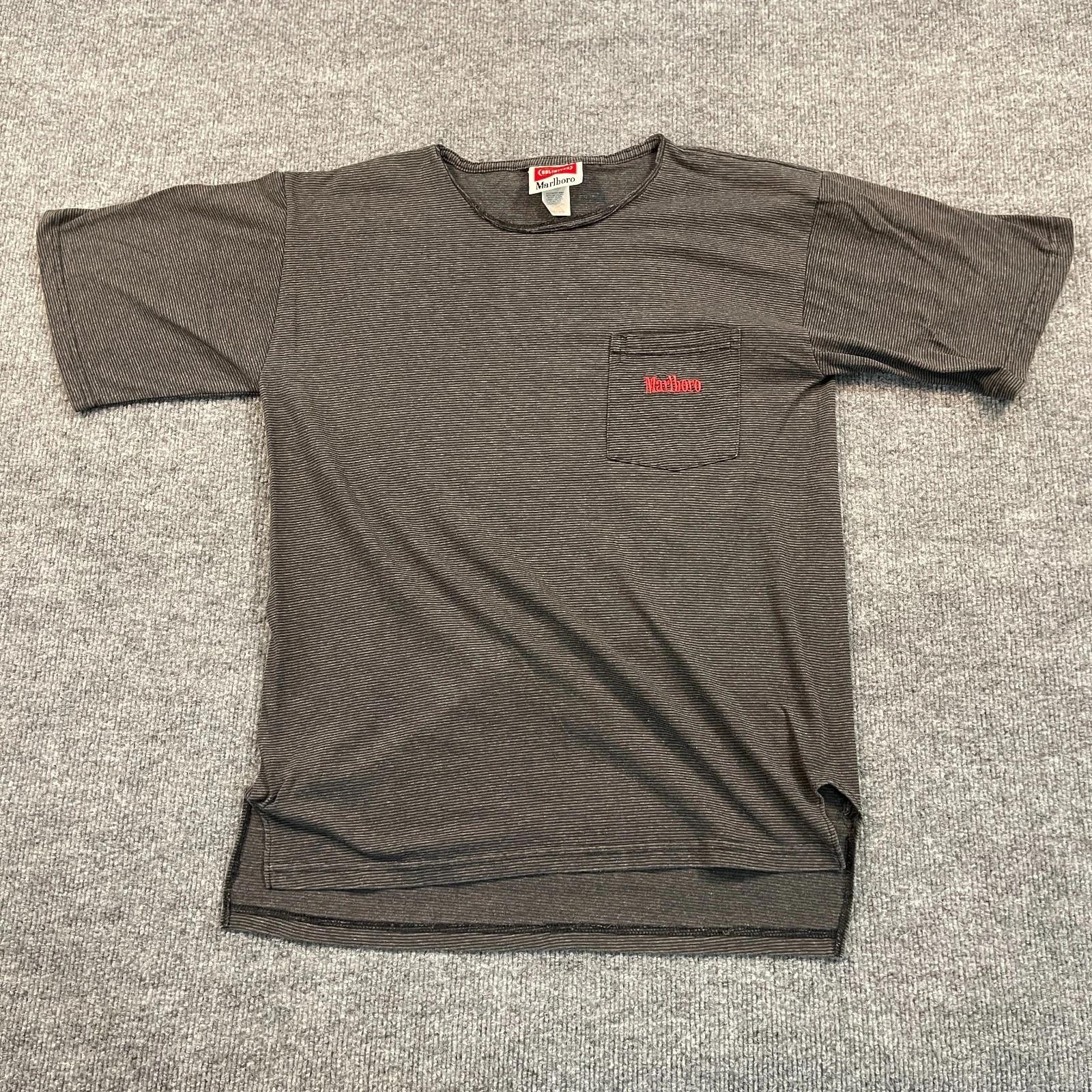 

Vintage 90s Marlboro Unlimited Stripes Pocket Shirt S/M 19x26 Black 3XL