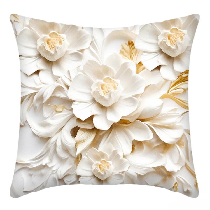 Oil Painting Printed Pillowcase Home Sofa Cushion Pillowcase Car Waist Cushion Cushion Golden Flower Pillowcase