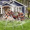 Halloween Lawn Ornaments Giant Spider Scary Orange Black Hairy Spider Decoration Realistic Furry Prop Hanging Decor with Red Eyes for Porch