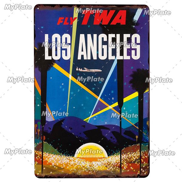 USA Tin Signs Vintage Metal Sign City Plaque Wall Decor for Garage Bar Pub Man Cave Decorative Plate Iron Country Painting