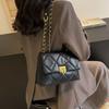 Chain Underarm Women's Bag, New Autumn Simple and Fashionable Diamond Square Bag, Solid Color Single Bag.