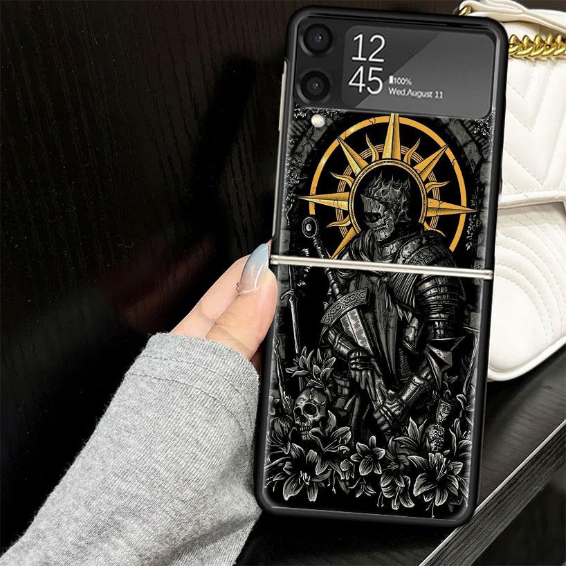 Dark Souls Game Case for Samsung Galaxy Z Flip7 Flip6 Flip5 Flip4 Flip3 5G Hard Phone Shell Z Flip 7 6 5 4 3 Black Cover
